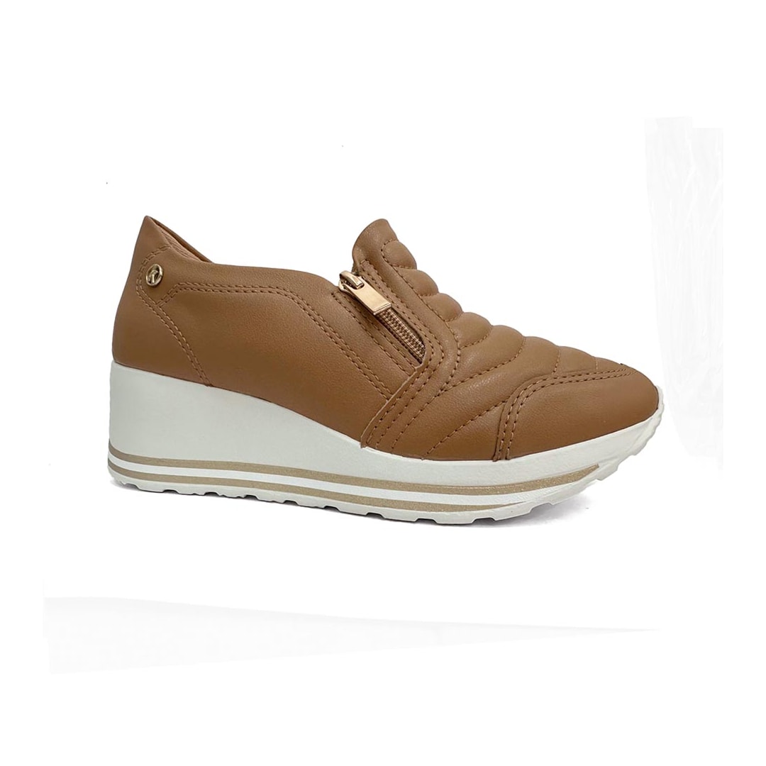Tênis Kolosh Casual Anabela C1418a Camelo