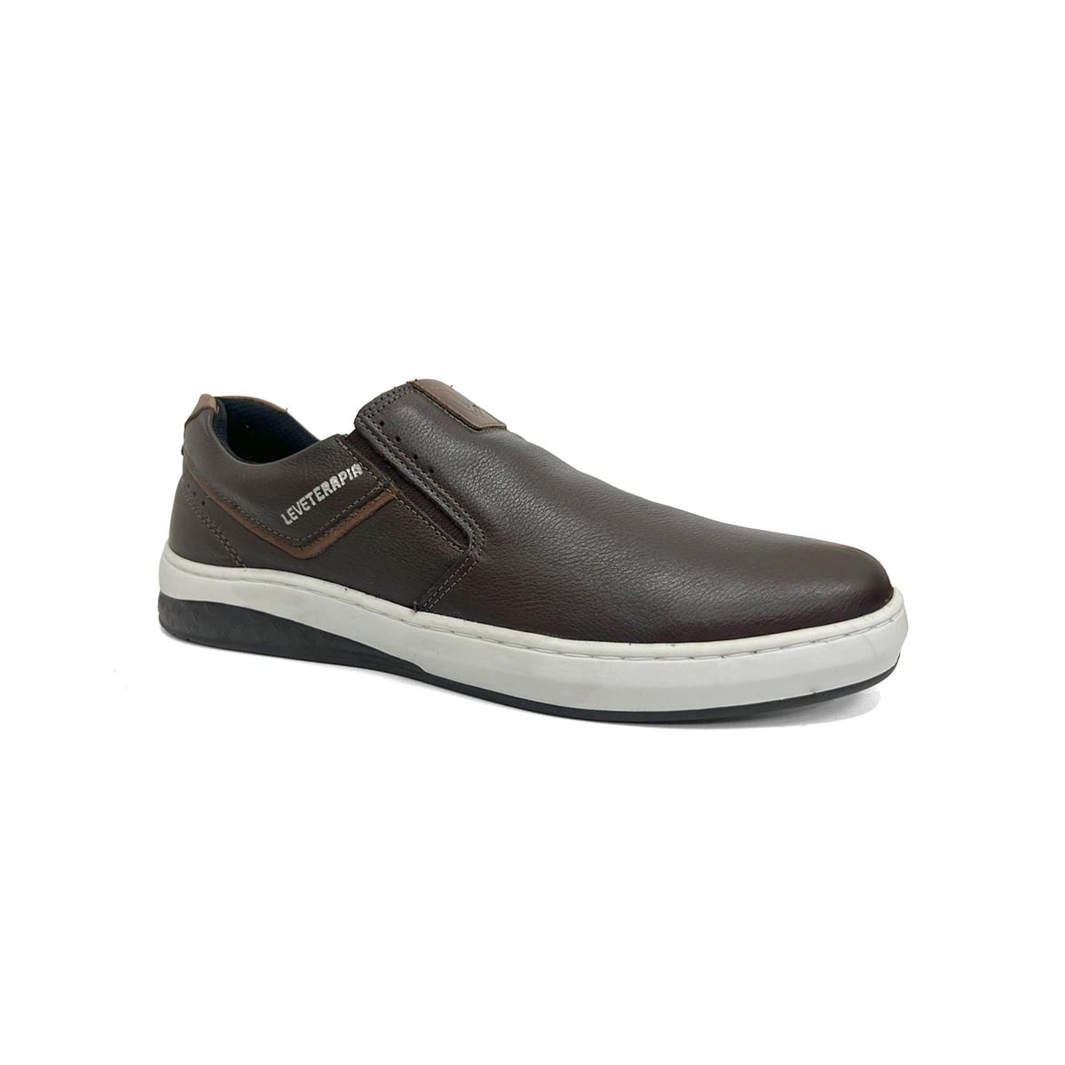 Tênis Leveterapia Casual Masculino Couro 45702 Brown