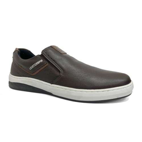 Tênis Leveterapia Casual Masculino Couro 45702 Brown