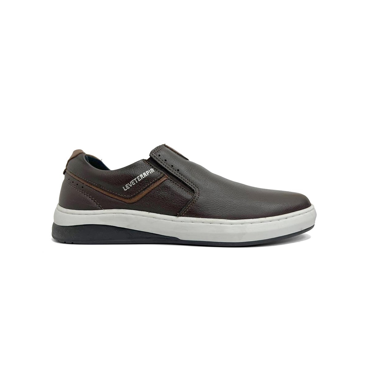 Tênis Leveterapia Casual Masculino Couro 45702 Brown