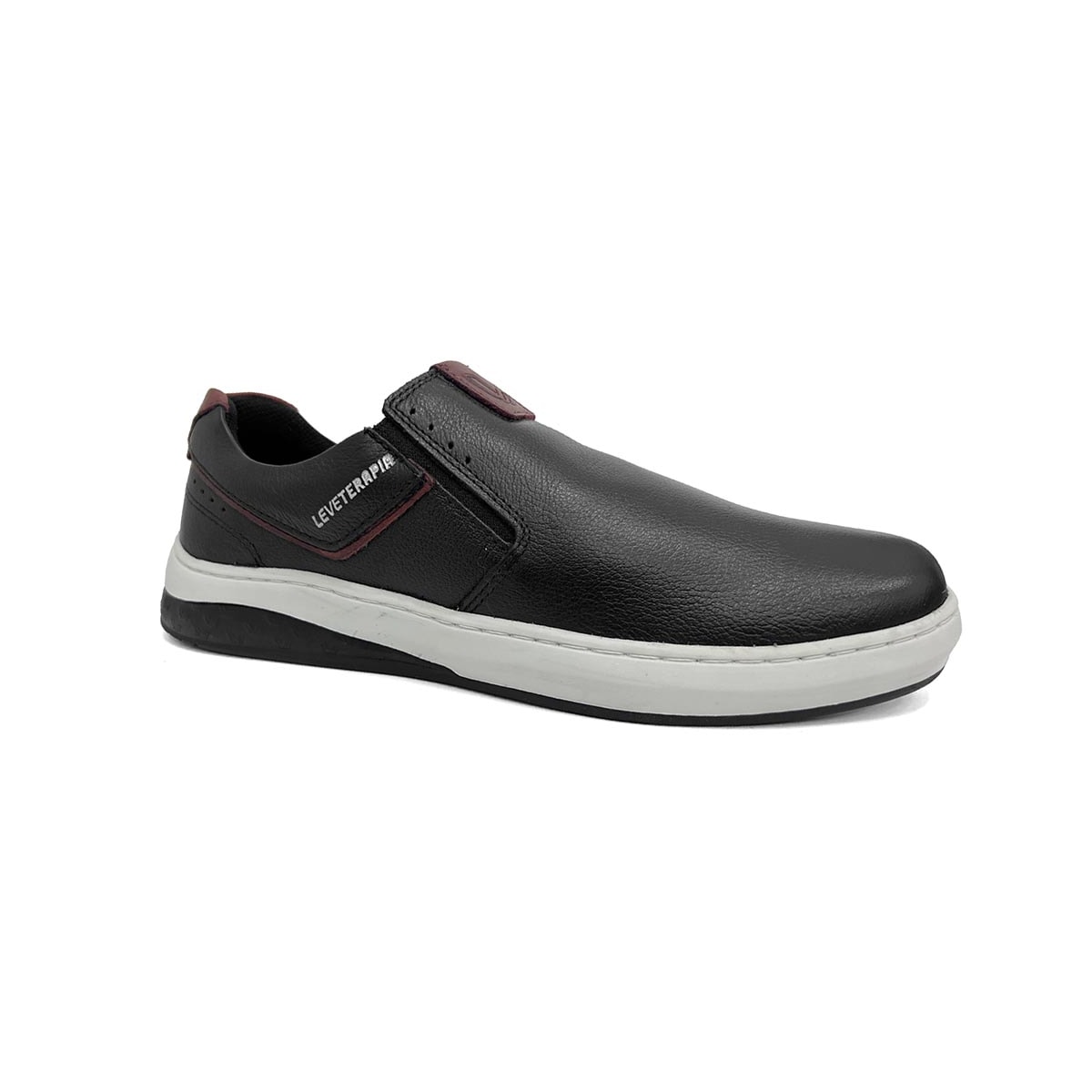Tênis Leveterapia Casual Masculino Couro 45702 Preto Tênis Leveterapia Casual Masculino Couro 45702 Preto