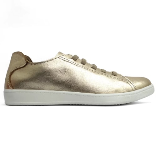 Tenis Marina Mello Casual De Couro 12031 Ouro Light