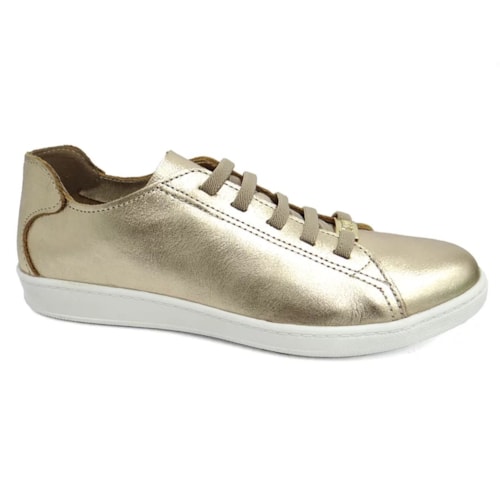 Tenis Marina Mello Casual De Couro 12031 Ouro Light