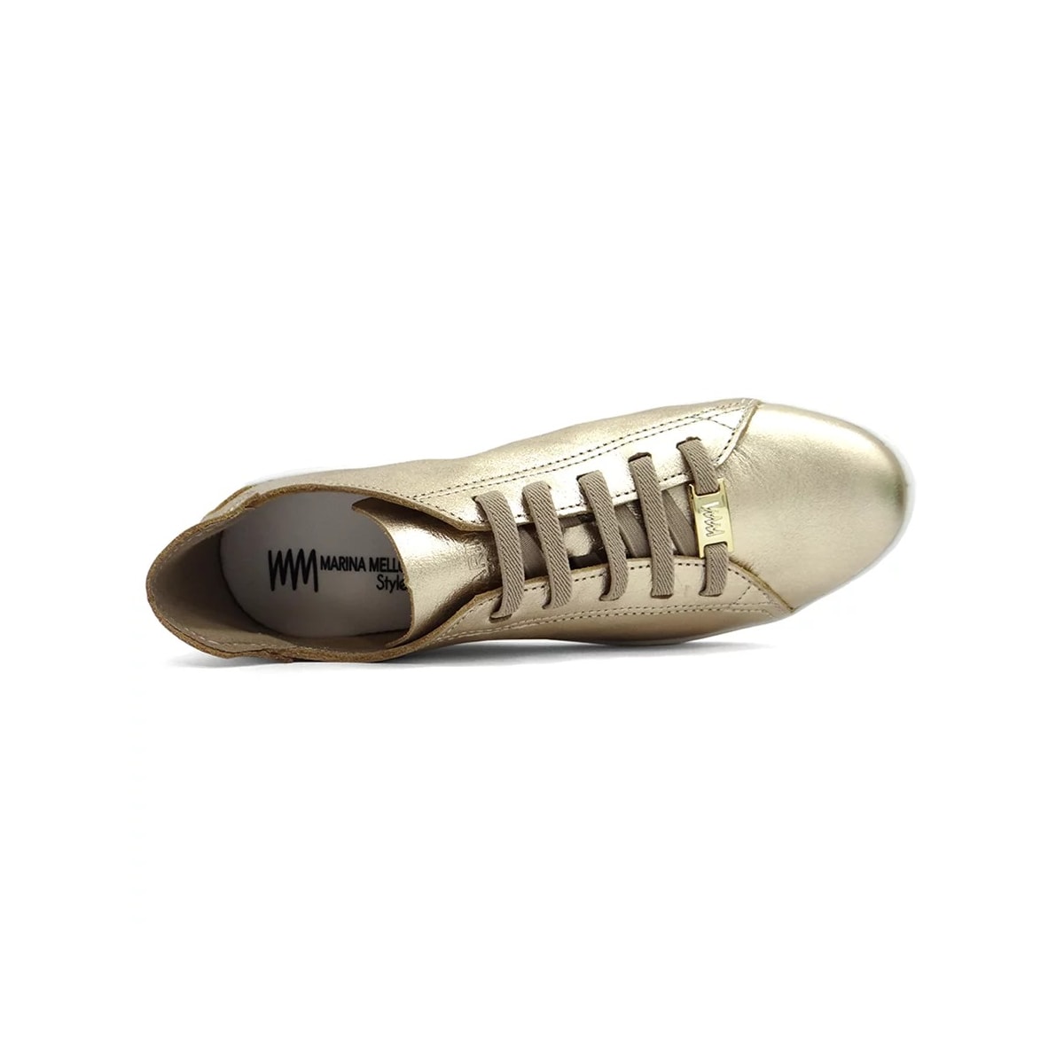 Tênis Marina Mello Casual De Couro 12031 Ouro Light Tênis Marina Mello Casual De Couro 12031 Ouro Light