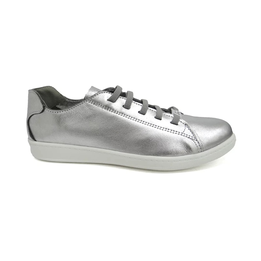 Tênis Marina Mello Casual De Couro 12031 Prata/Branco