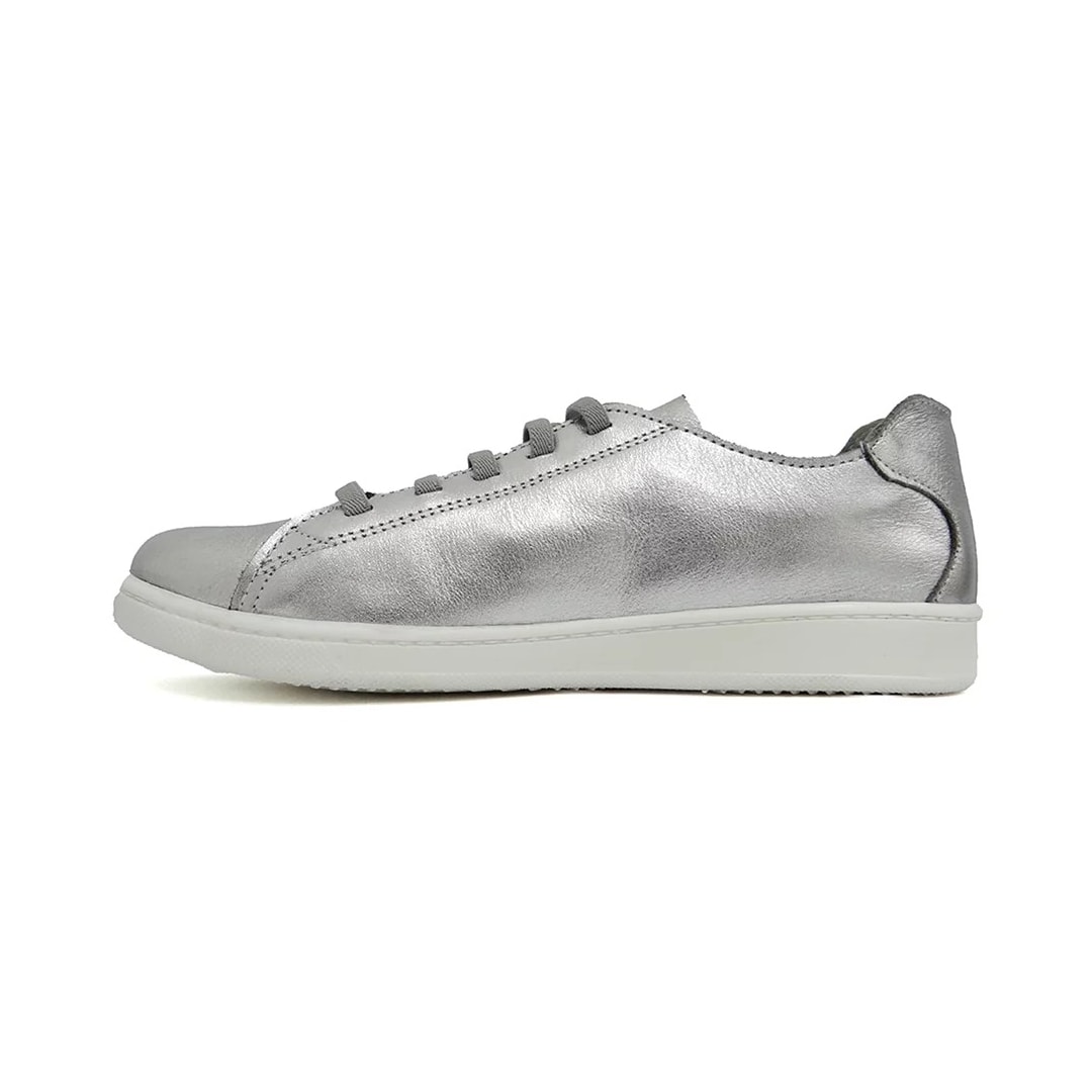 Tênis Marina Mello Casual De Couro 12031 Prata/Branco Tênis Marina Mello Casual De Couro 12031 Prata/Branco