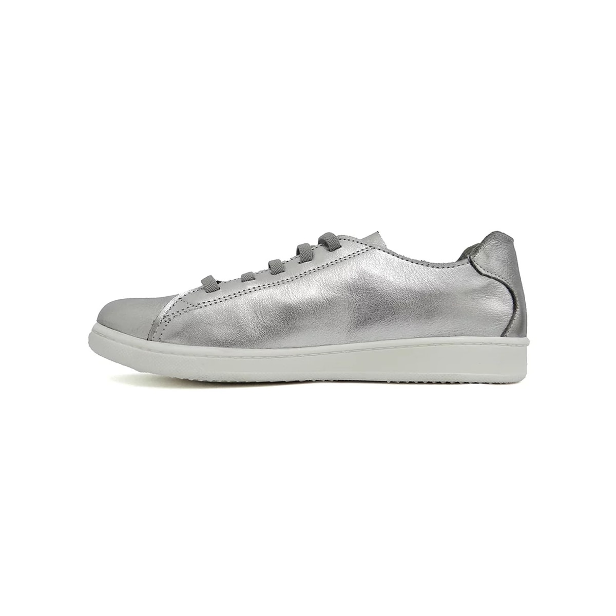 Tênis Marina Mello Casual De Couro 12031 Prata/Branco Tênis Marina Mello Casual De Couro 12031 Prata/Branco