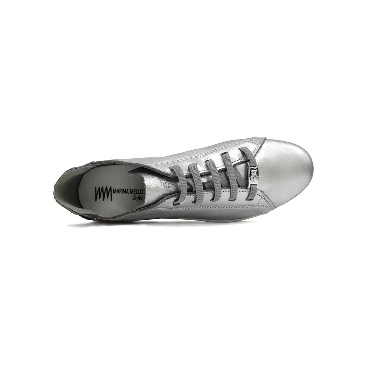 Tênis Marina Mello Casual De Couro 12031 Prata/Branco Tênis Marina Mello Casual De Couro 12031 Prata/Branco