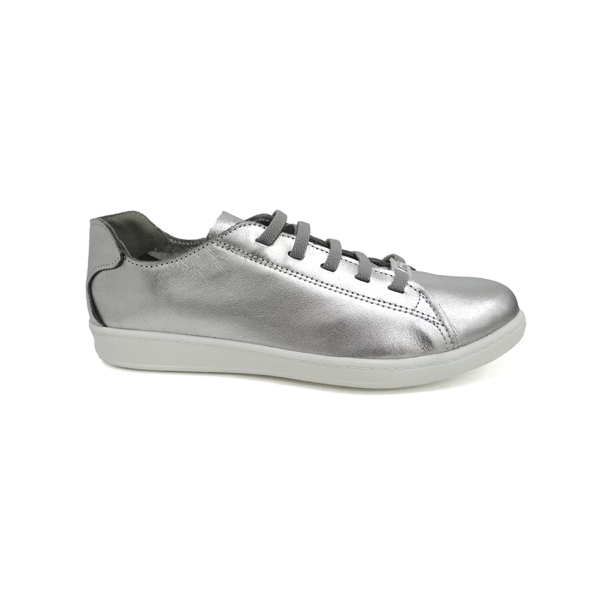 Tênis Marina Mello Casual De Couro 12031 Prata/Branco Tênis Marina Mello Casual De Couro 12031 Prata/Branco