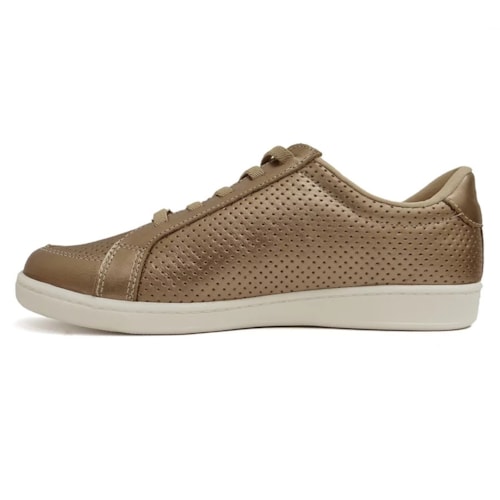 Tenis Marina Mello Casual De Couro 12054 Champagne/Branco