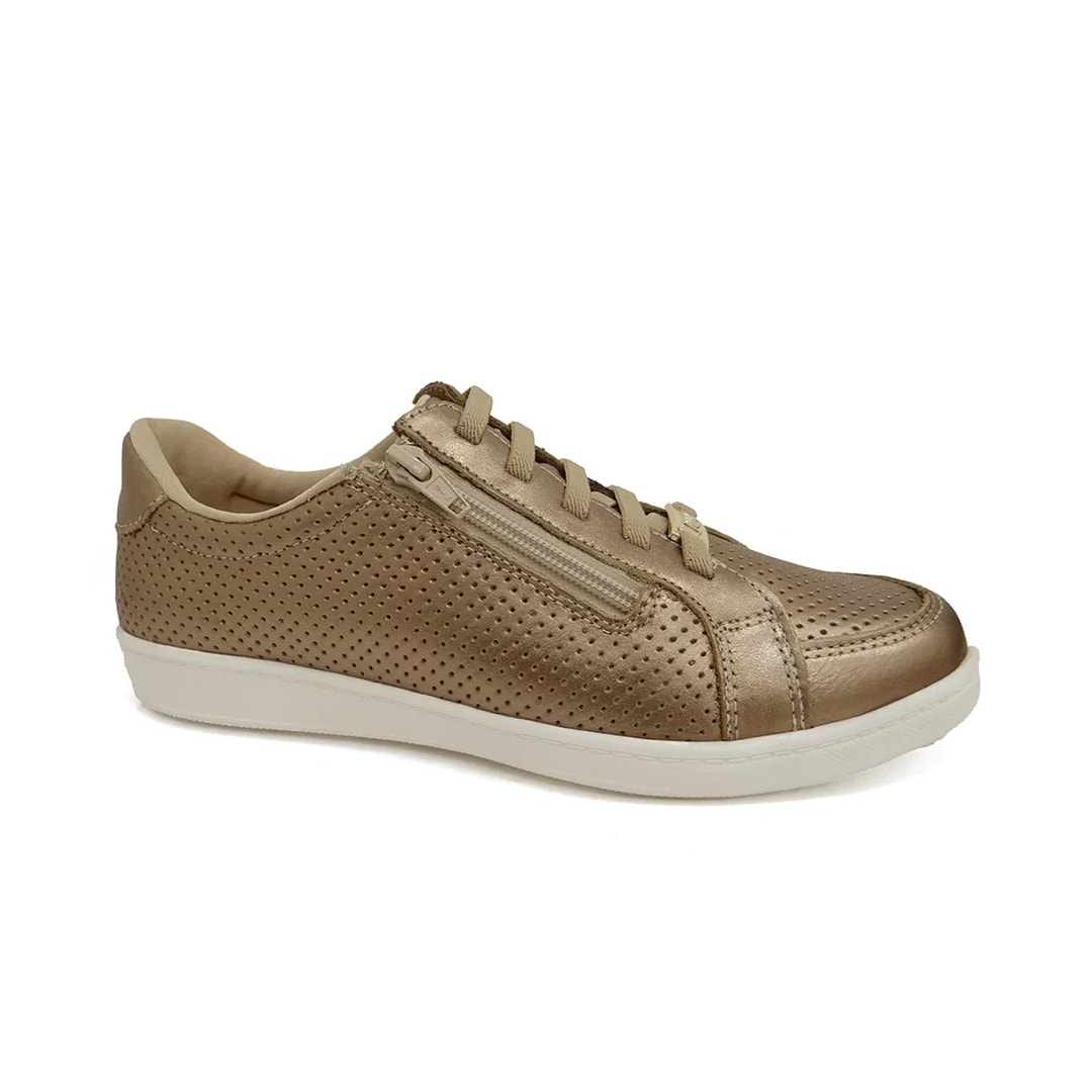 Tênis Marina Mello Casual De Couro 12054 Champagne/Branco Tênis Marina Mello Casual De Couro 12054 Champagne/Branco