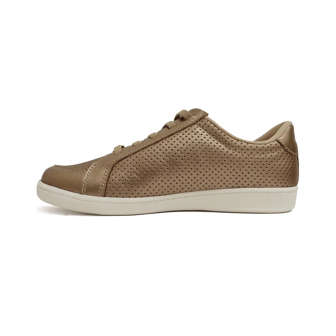 Tênis Marina Mello Casual De Couro 12054 Champagne/Branco