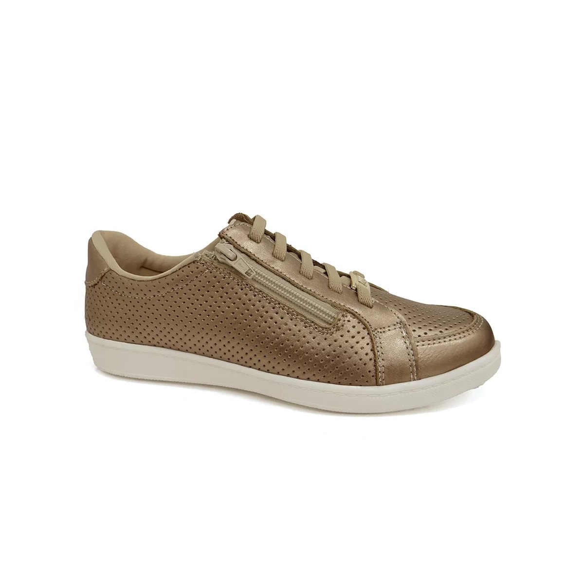 Tênis Marina Mello Casual De Couro 12054 Champagne/Branco Tênis Marina Mello Casual De Couro 12054 Champagne/Branco