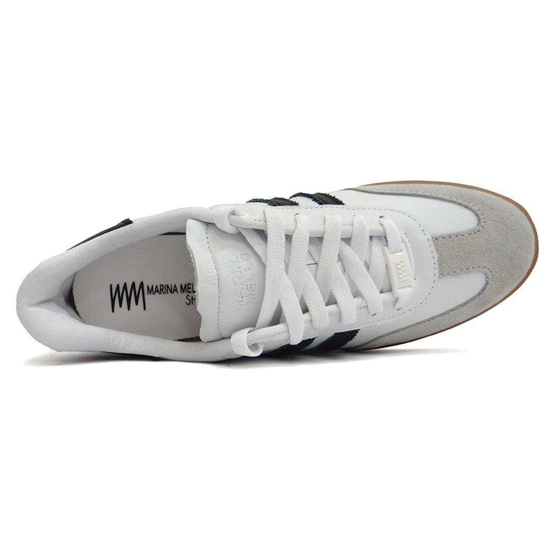 Tênis Marina Mello Casual De Couro 12154S Branco/Preto Tênis Marina Mello Casual De Couro 12154S Branco/Preto