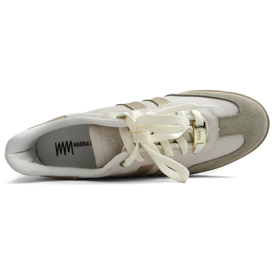 Tênis Marina Mello Casual De Couro 12154S Porcelana