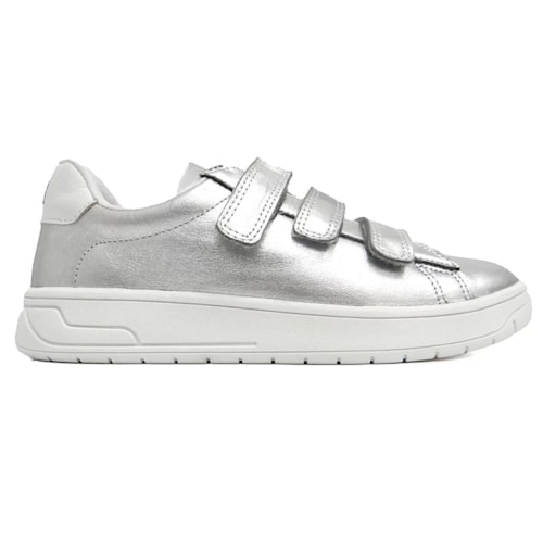 Detalhe - Tênis Marina Mello Casual De Couro 47026 Prata/Branco