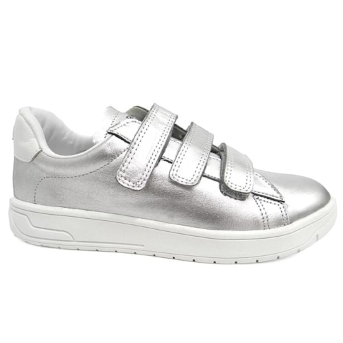 Tênis Marina Mello Casual De Couro 47026 Prata/Branco
