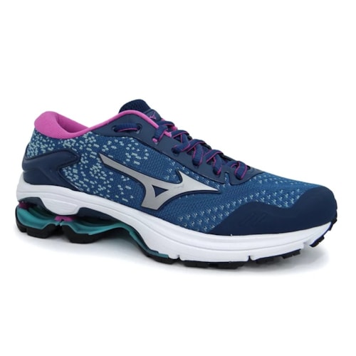 Tenis Mizuno Feminino Invictus 2 Azul Escuro/Prata