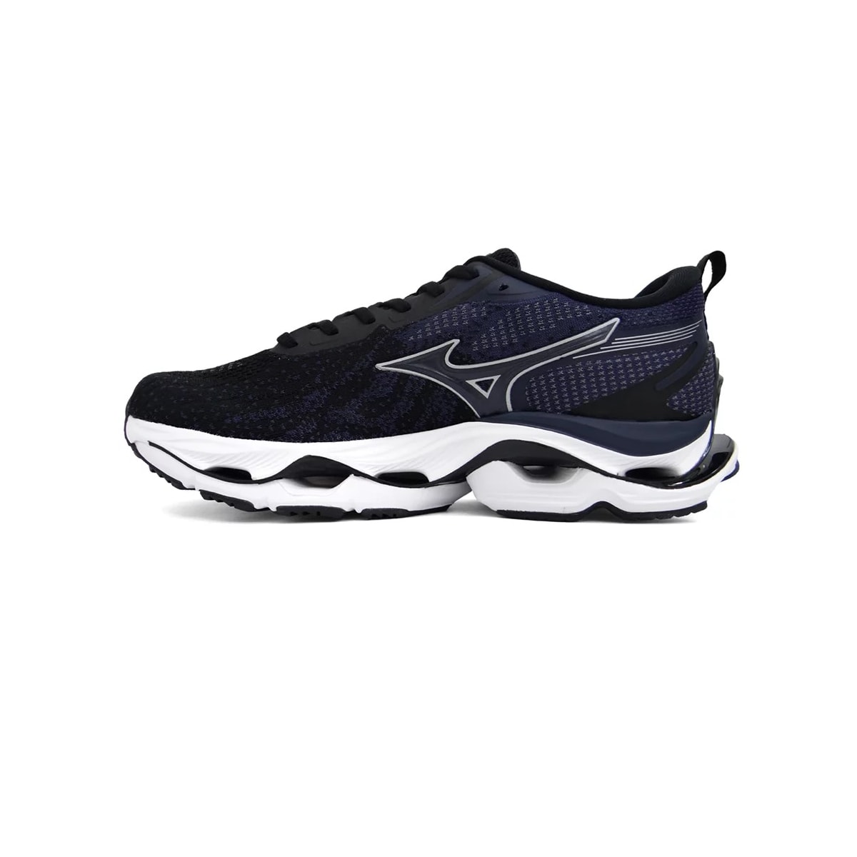 Tênis Mizuno Masculino Wave Stratos Preto/Marinho Tênis Mizuno Masculino Wave Stratos Preto/Marinho