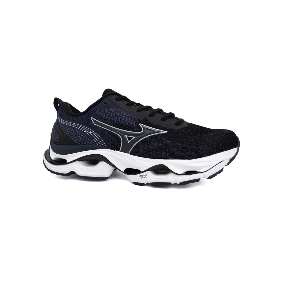 Tênis Mizuno Masculino Wave Stratos Preto/Marinho Tênis Mizuno Masculino Wave Stratos Preto/Marinho