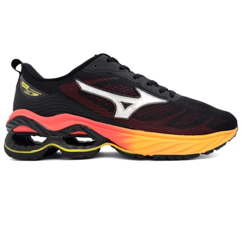Detalhe - Tênis Mizuno Wave Frontier 15 Preto/Vermelho