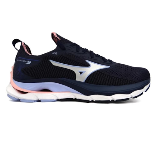 Detalhe - Tênis Mizuno Wave Mirai 5 Marinho