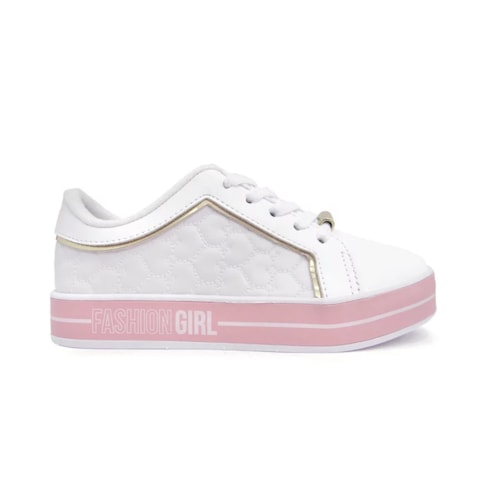 Tenis Molekinha Infantil 2520.1418 Branco/Dourado/Rosa