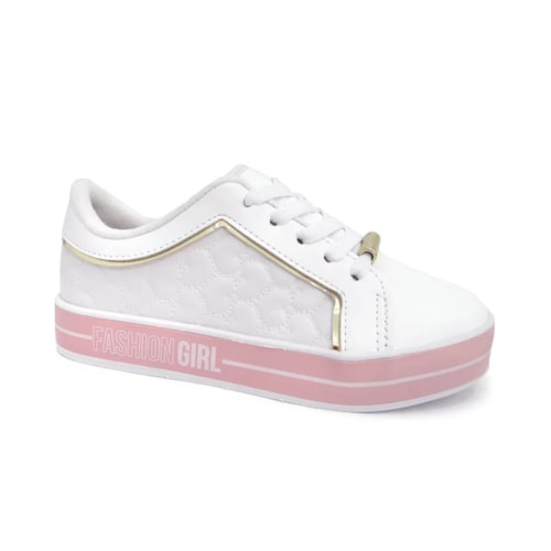 Tenis Molekinha Infantil 2520.1418 Branco/Dourado/Rosa