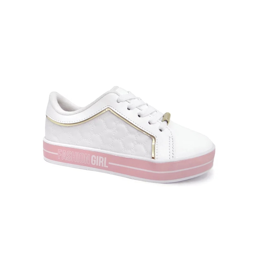 Tênis Molekinha Infantil 2520.1418 Branco/Dourado/Rosa Tênis Molekinha Infantil 2520.1418 Branco/Dourado/Rosa