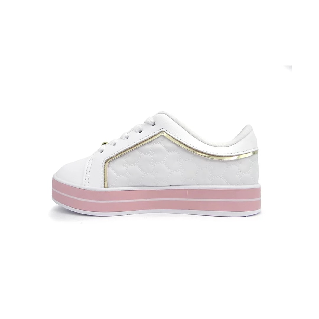 Tênis Molekinha Infantil 2520.1418 Branco/Dourado/Rosa