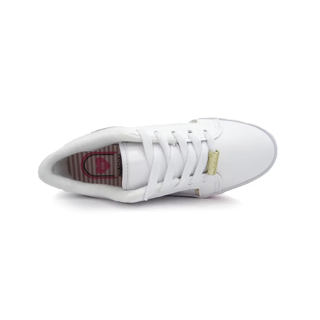 Tênis Molekinha Infantil 2520.1418 Branco/Dourado/Rosa