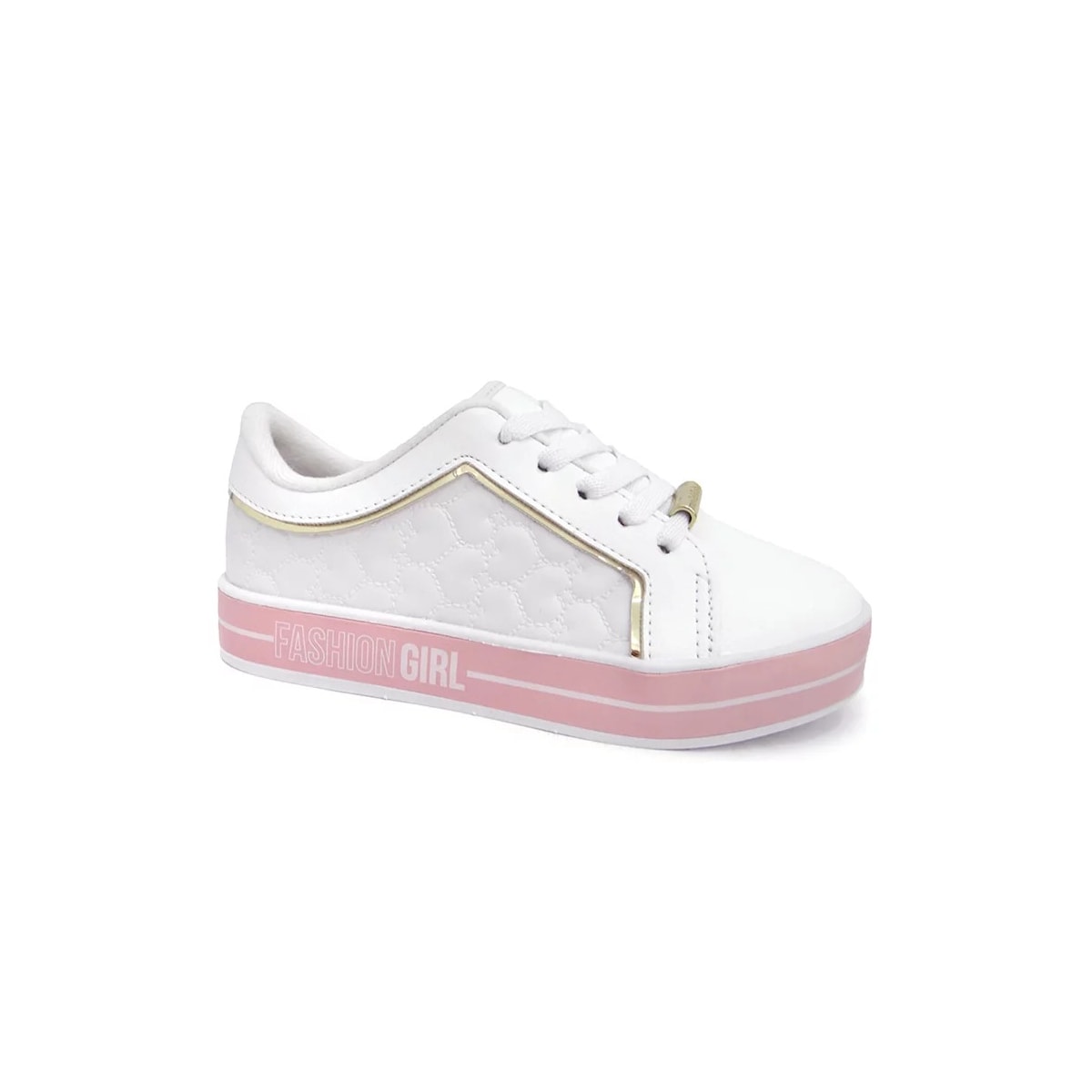 Tênis Molekinha Infantil 2520.1418 Branco/Dourado/Rosa Tênis Molekinha Infantil 2520.1418 Branco/Dourado/Rosa