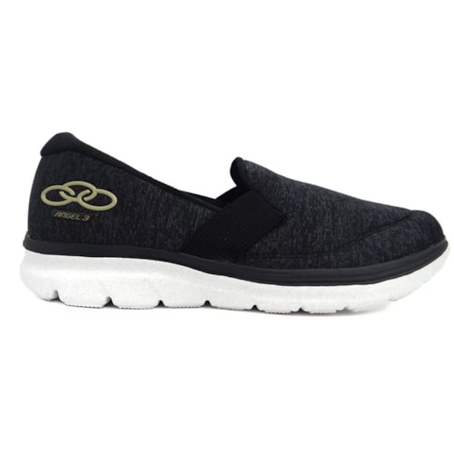 Detalhe - Tênis Olympikus Feminino Angel 3 Preto/Dourado