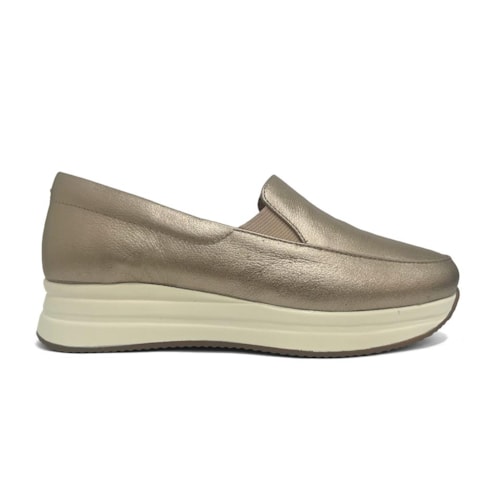 Detalhe - Tênis Opananken Feminino Couro Slip On 65215 Prata Velha