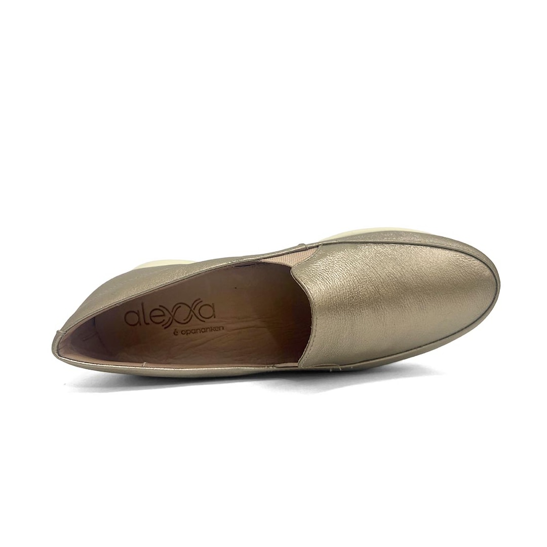 Tênis Opananken Feminino Couro Slip On 65215 Prata Velha Tênis Opananken Feminino Couro Slip On 65215 Prata Velha