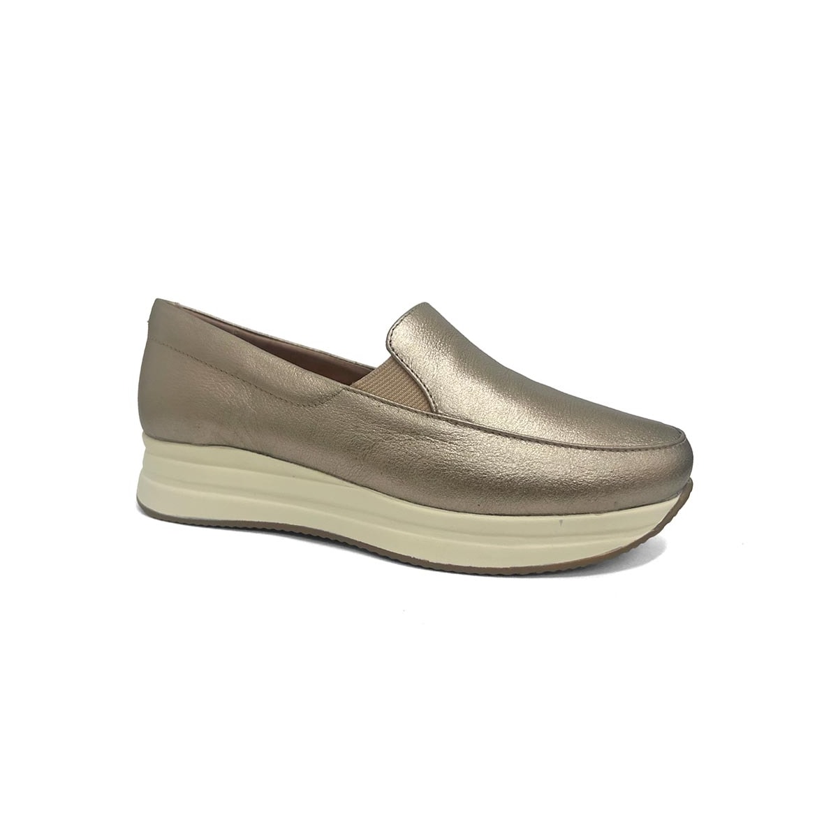 Tênis Opananken Feminino Couro Slip On 65215 Prata Velha Tênis Opananken Feminino Couro Slip On 65215 Prata Velha