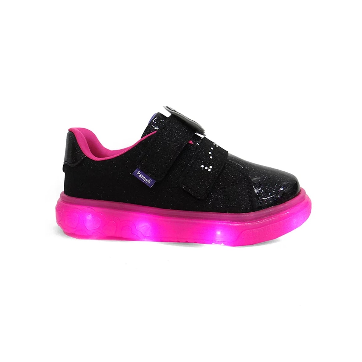 Tênis Pampili Infantil Sneaker Luz Preto/Fucsia