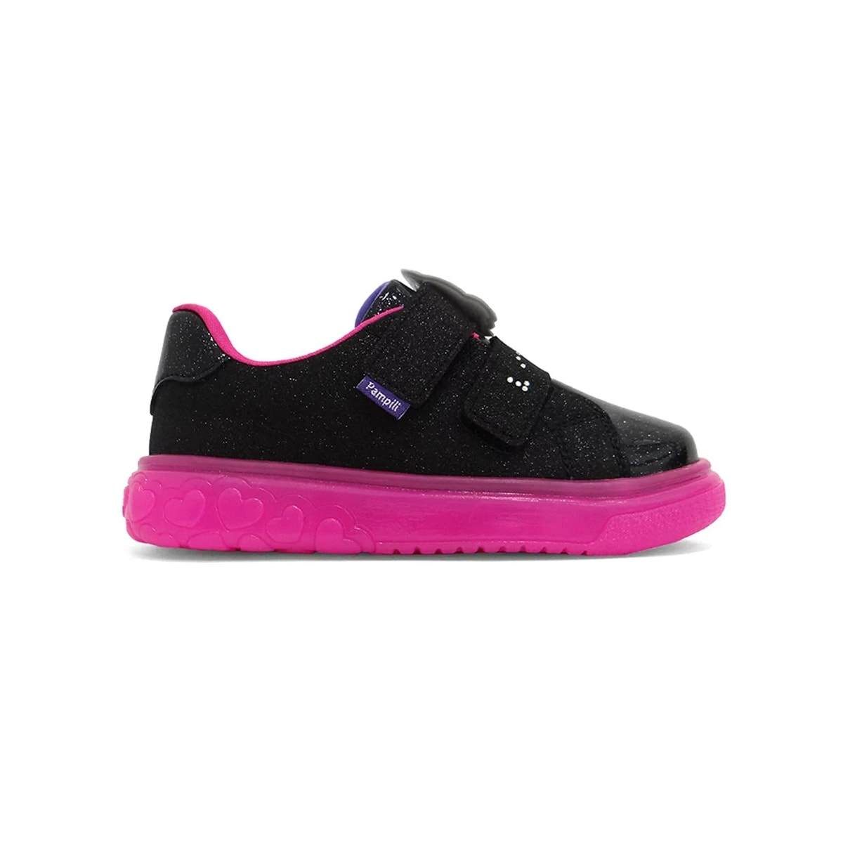 Tênis Pampili Infantil Sneaker Luz 483.003 Preto/Fucsia
