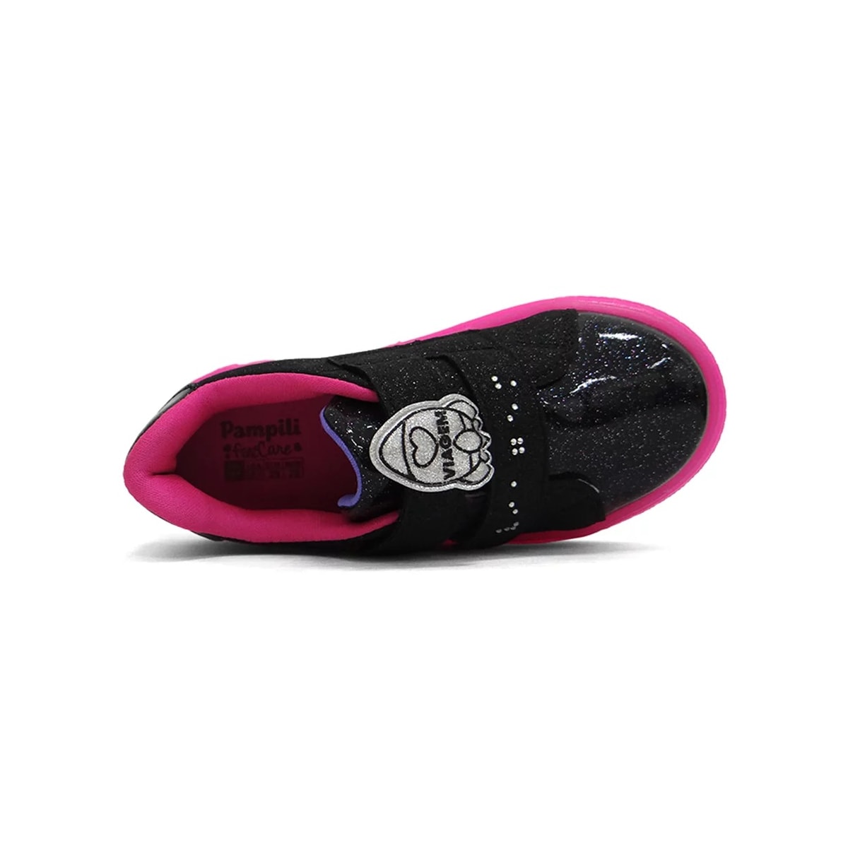 Tênis Pampili Infantil Sneaker Luz 483.003 Preto/Fucsia
