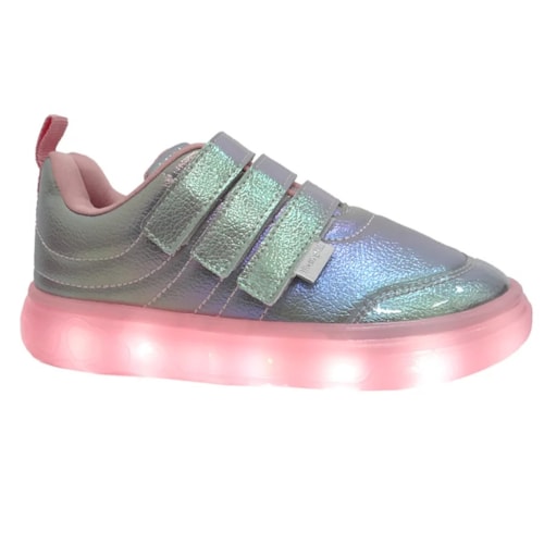 Tenis Pampili Infantil Sneaker Luz 483.004 Prata