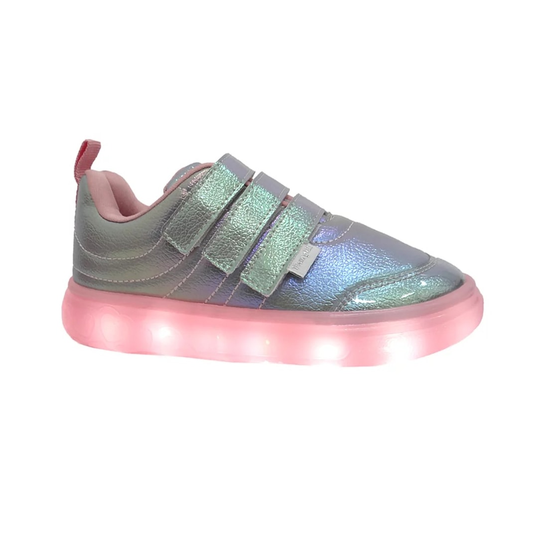 Tênis Pampili Infantil Sneaker Luz 483.004 Prata