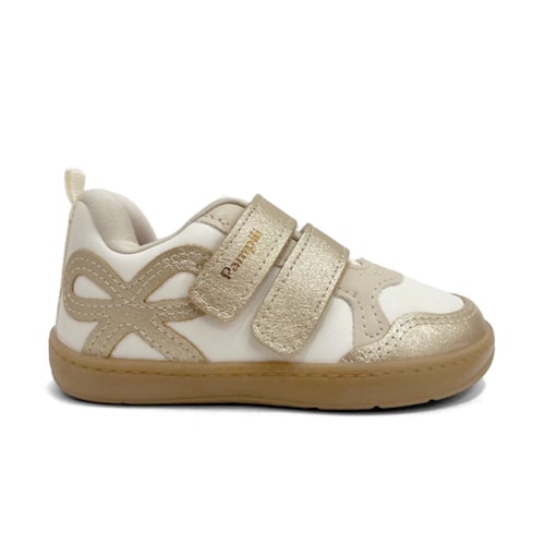 Detalhe - Tênis Pampili Menina Sophie 768.004 Branco/Dourado
