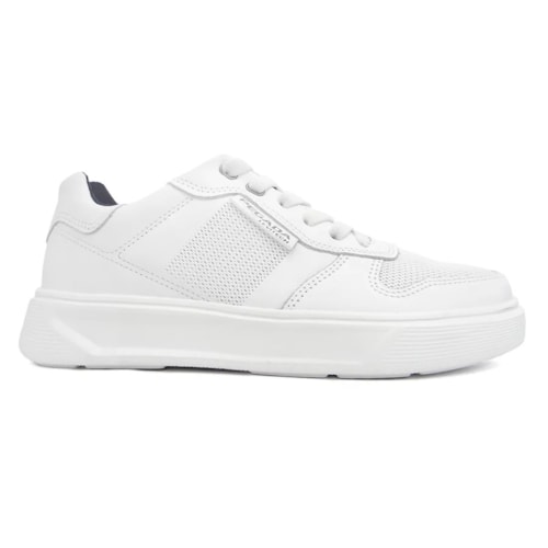 Detalhe - Tênis Pegada Casual Couro Masculino 110921 Branco