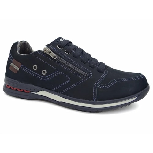 Tênis Pegada Casual Couro Masculino 114858 Marinho/Bordo