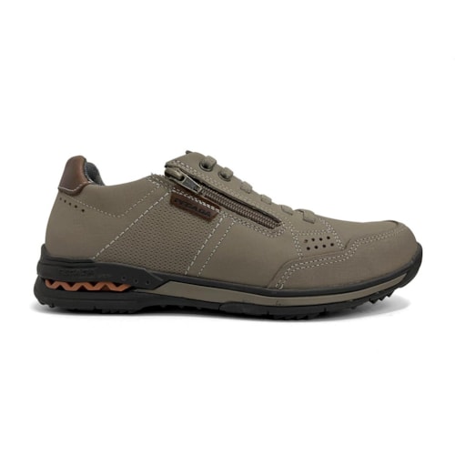 Detalhe - Tênis Pegada Casual Couro Masculino 114861 Areia