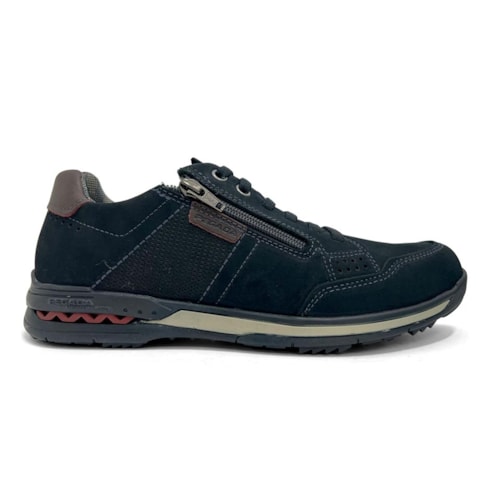 Detalhe - Tênis Pegada Casual Couro Masculino 114861 Marinho
