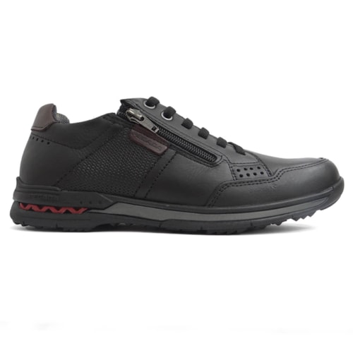 Tenis Pegada Casual Couro Masculino 114861 Preto