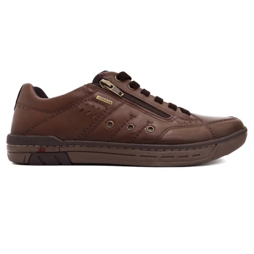 Detalhe - Tênis Pegada Casual Couro Masculino 119308 Brown/Preto