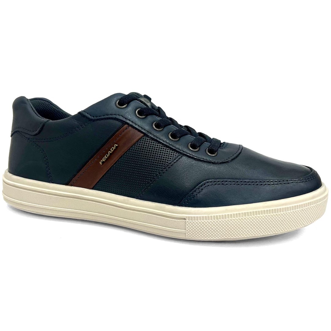 Tênis Pegada Casual Em Couro 111502 Dark Blue
