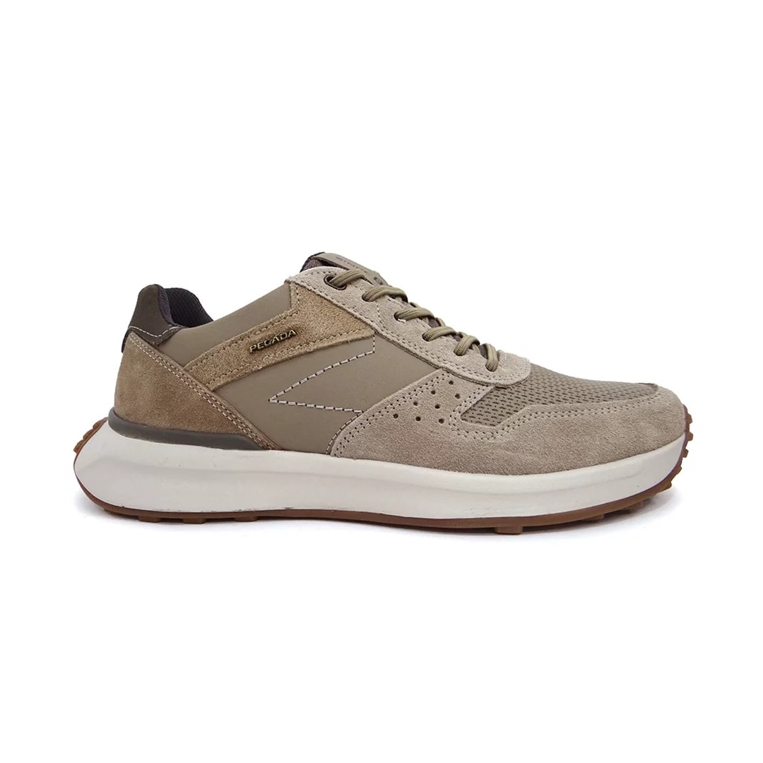 Tênis Pegada Casual Masculino Em Couro 110701 Areia/Mascavo